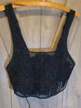 Intimately Free people Beaded Embroidered Mesh Cropped Tank Top S/M
